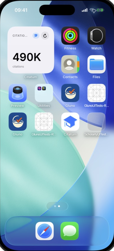 Real Citatum small Home Screen widget showing a citation count