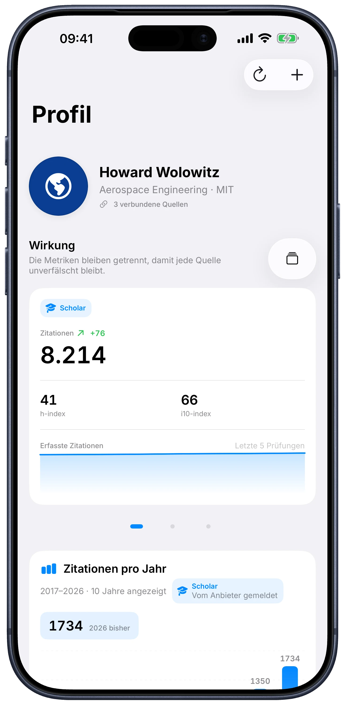 Citatum für iPhone mit dem beispielhaften Raumfahrttechnikprofil von Howard Wolowitz