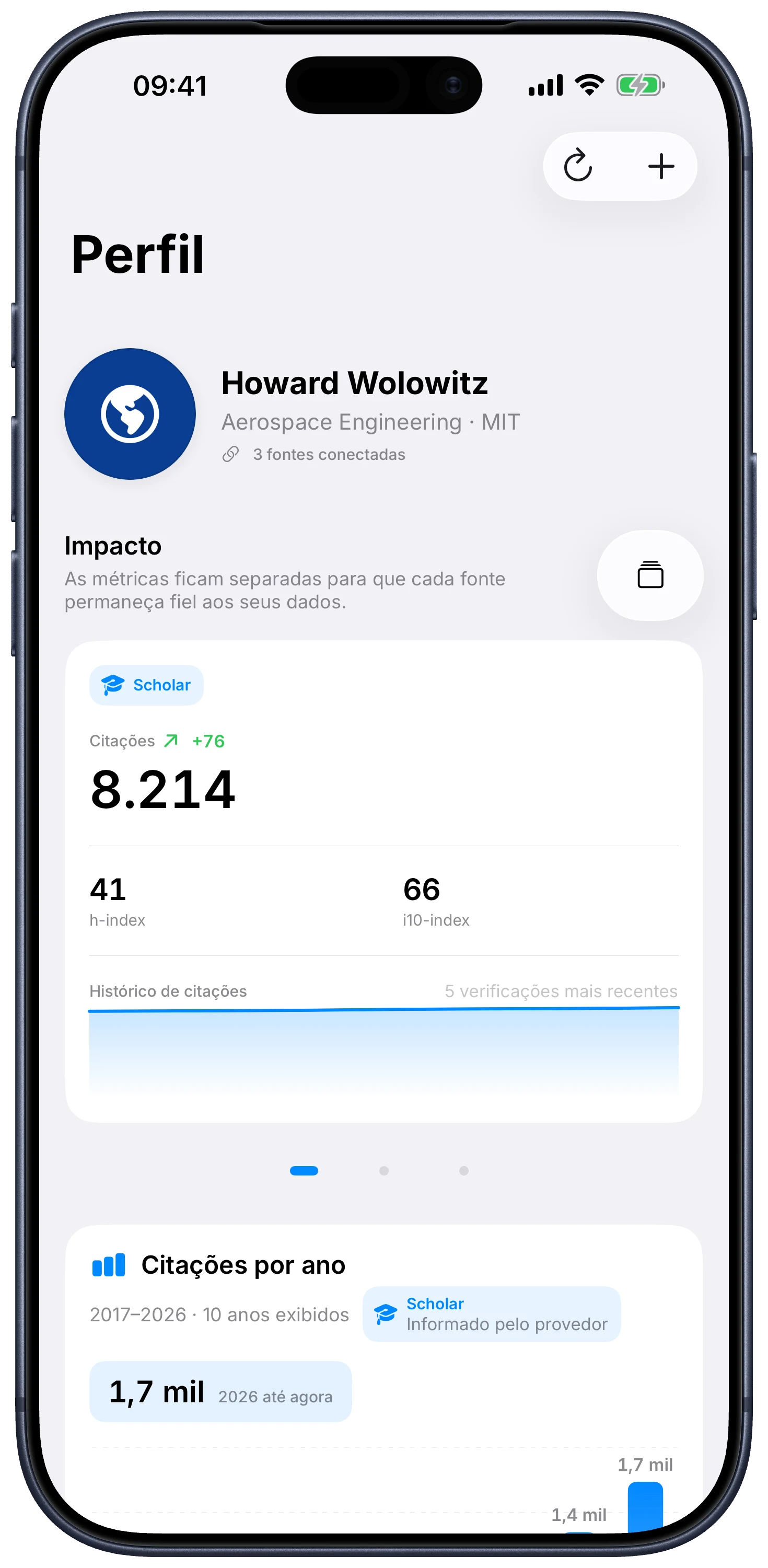 Citatum para iPhone com o perfil de engenharia aeroespacial de exemplo de Howard Wolowitz