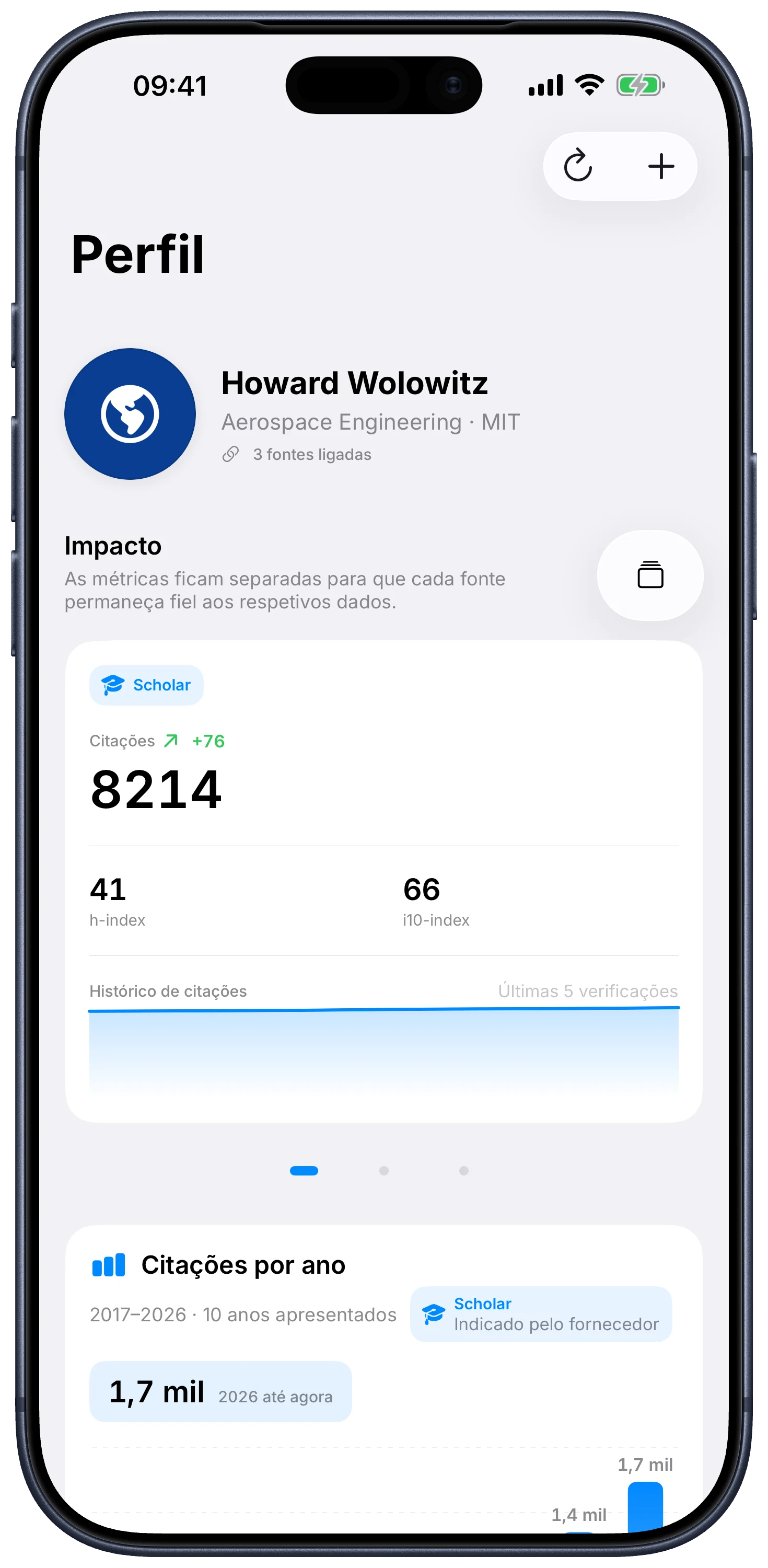 Citatum para iPhone com o perfil de engenharia aeroespacial de exemplo de Howard Wolowitz