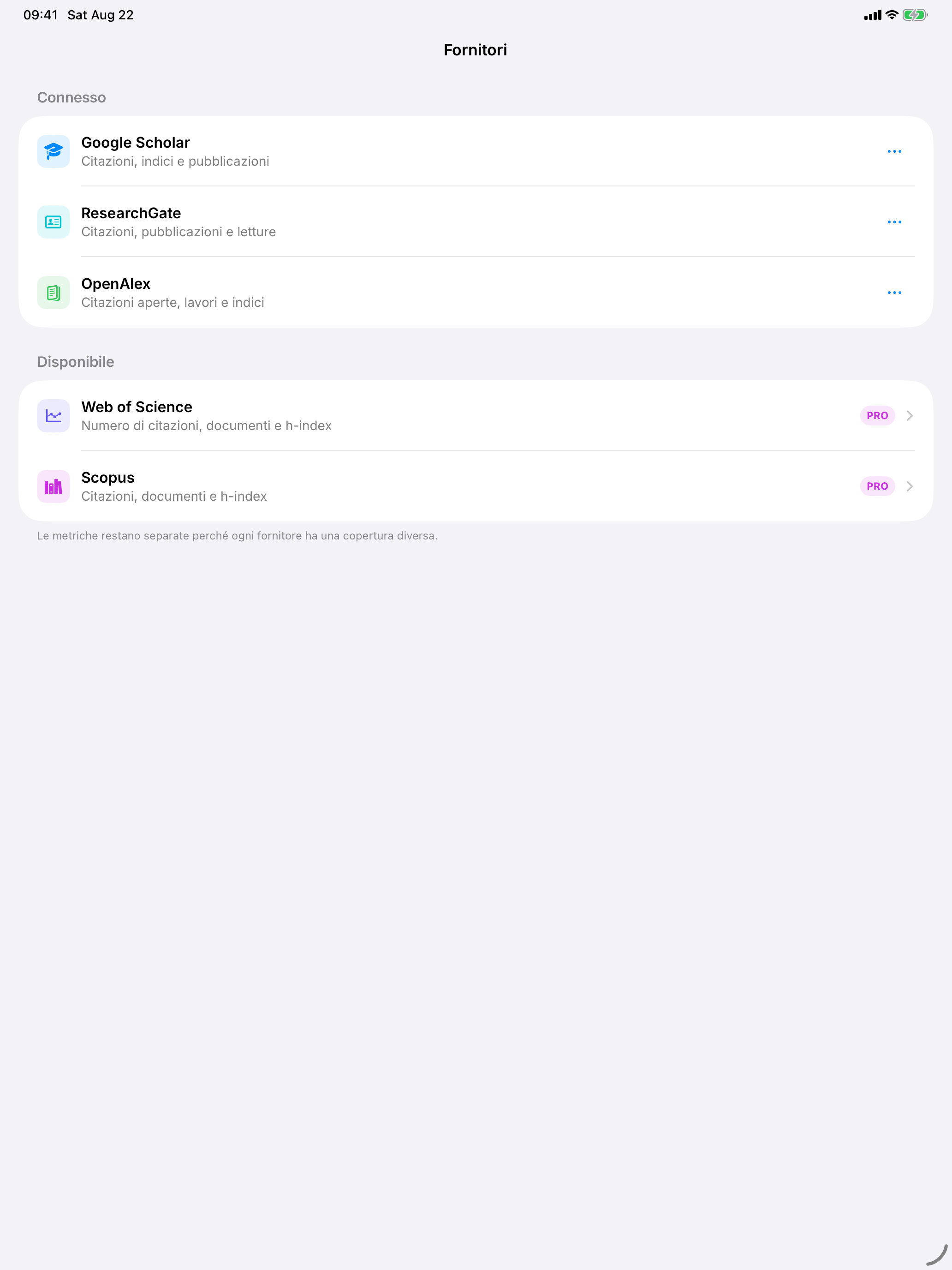 Citatum per iPad con le fonti accademiche collegate di Howard Wolowitz