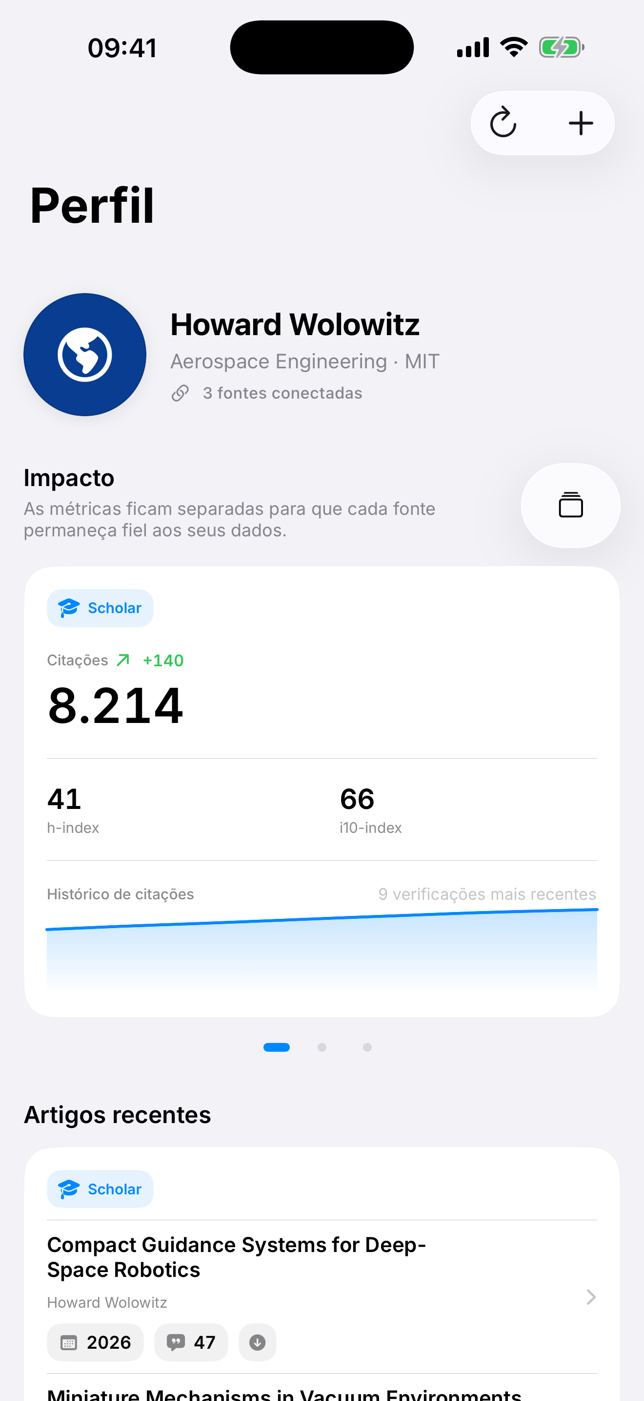 Citatum para iPhone com o perfil de engenharia aeroespacial de exemplo de Howard Wolowitz
